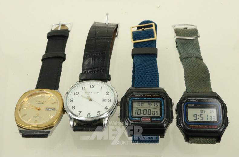 Konvolut Modeschmuck mit 4 Herrenarmbanduhren