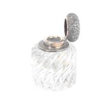 Los 123: Gr. Tintenfass mit floralem Deckel in Sterling-Silber