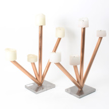 Los 394: Paar 4-flammige Kerzenleuchter aus Kupfer