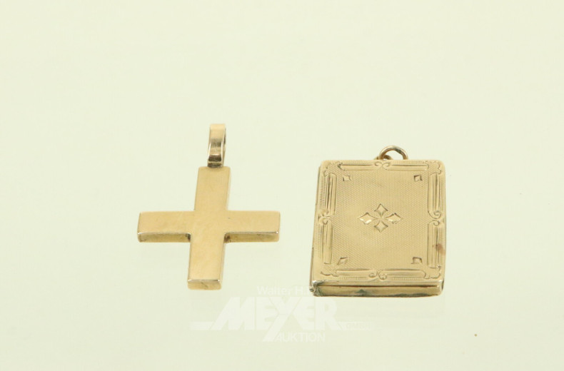 2 Kettenanhänger, 'Kreuz' und antikes Medaillon