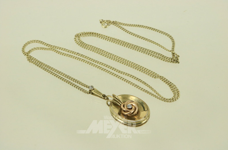 Kette mit Anhänger und 2 kl. Diamanten