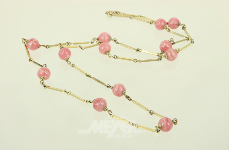 Kette mit 12 Rosenquarzperlen