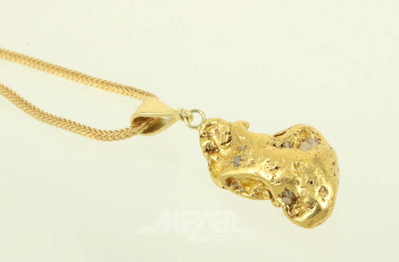 lange Halskette in 21 Kt. GG, gestempelt