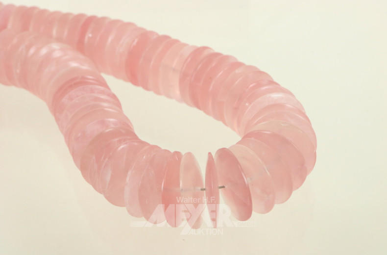 Perlenstrang aus Rosenquarz-Scheiben