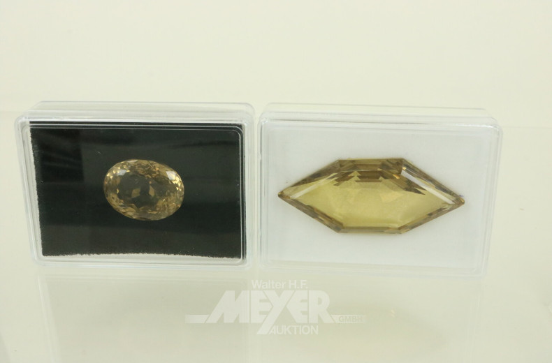 2 Facettierte Rauchquarz-Edelsteine