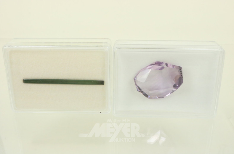 2 Facettierte Edelsteine, best. aus: