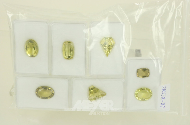7 Versch. facettierte Lemon-Citrin-Edelsteine