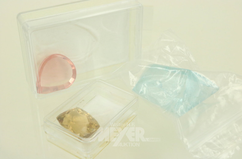 3 Geschliffene Edelsteine, best. aus: