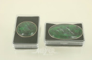 2 Burma Jade-Cabochons, gefasst