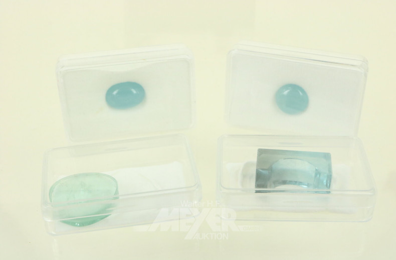 4 Versch. geschliffene Aquamarin-Edelsteine