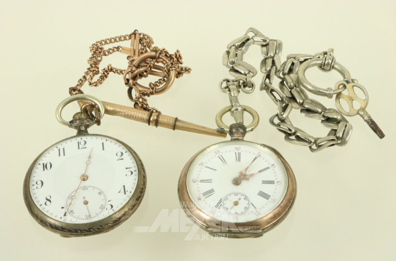 2 Taschenuhren mit Uhrenkette