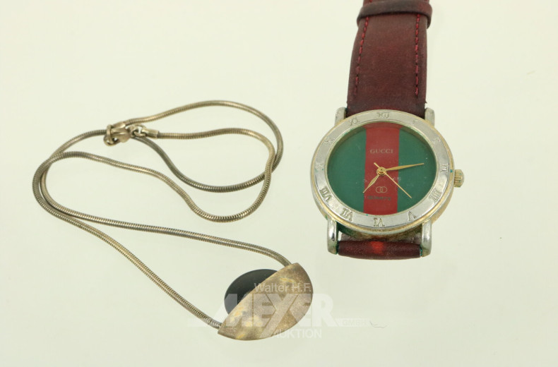 Armbanduhr GUCCI sowie 1 Modeschmuck-Collier