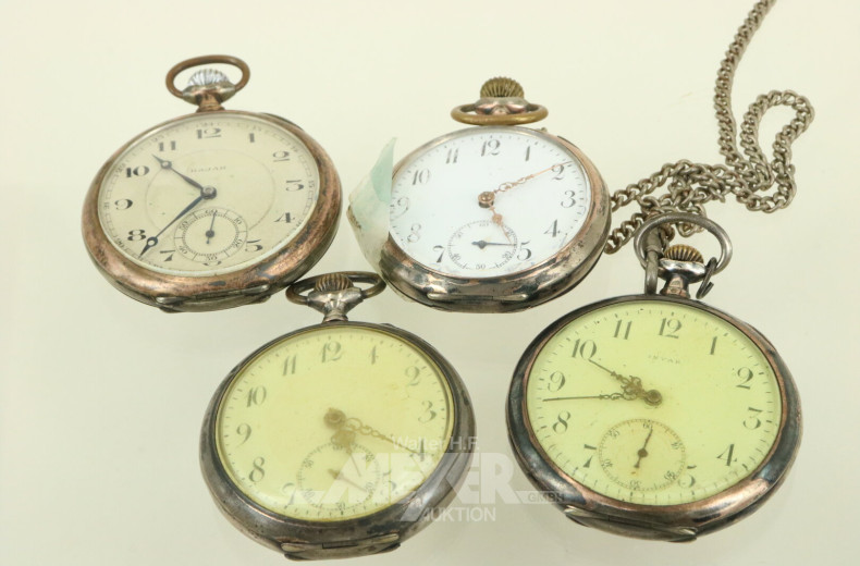 4 Taschenuhren in 800er Silber