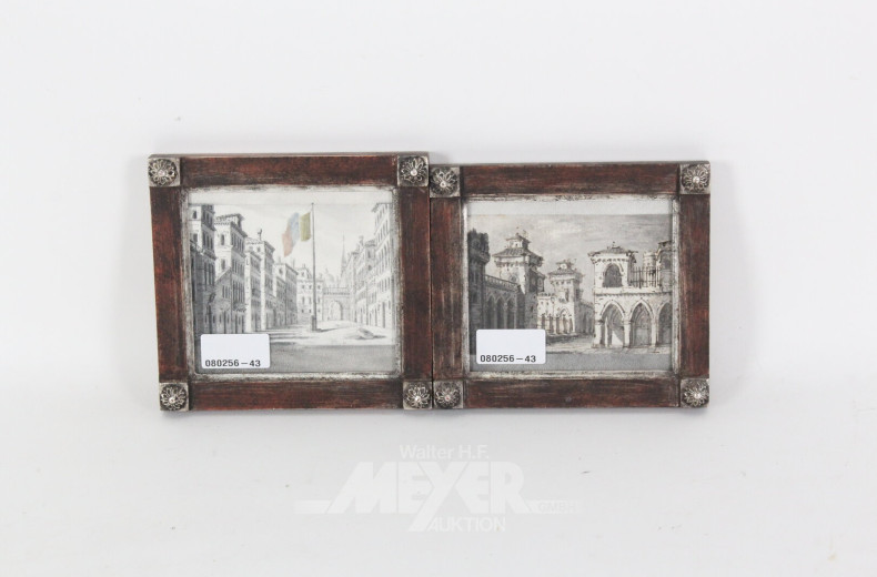 Paar Aquarelle mit Städteansichten ohne Staffagen im Biedermeierrahmen
