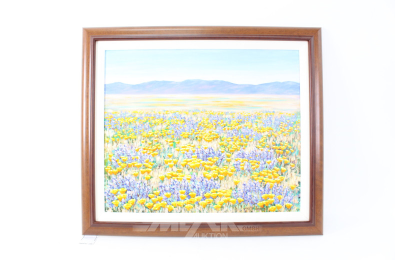 Gemälde "Blumenwiese in weiter Landschaft"