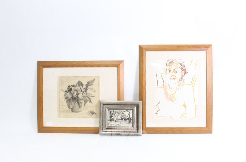 3 Zeichnungen, u. a. vmtl. von Herms, Regine (1937-2023)