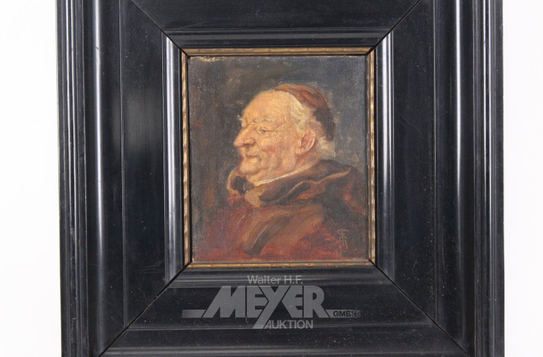 Paar Ölgemälde jew. mit Porträt eines Mönchs