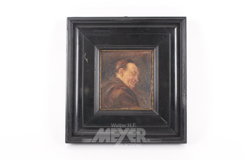 Paar Ölgemälde jew. mit Porträt eines Mönchs