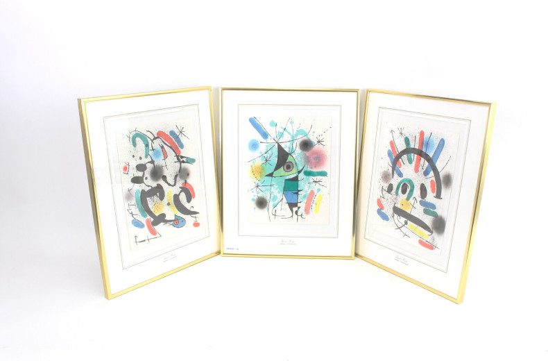 3 Farblithographien 'Surreale Kompositionen'