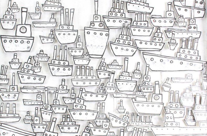 Zweiteilige 3D-Collage im Zeichenstil 'Sch(ä)iffchen Zählen für zum Einschlafen' und 'Möwen gehen auch'