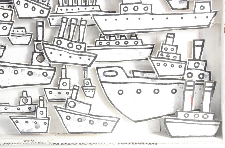 Zweiteilige 3D-Collage im Zeichenstil 'Sch(ä)iffchen Zählen für zum Einschlafen' und 'Möwen gehen auch'