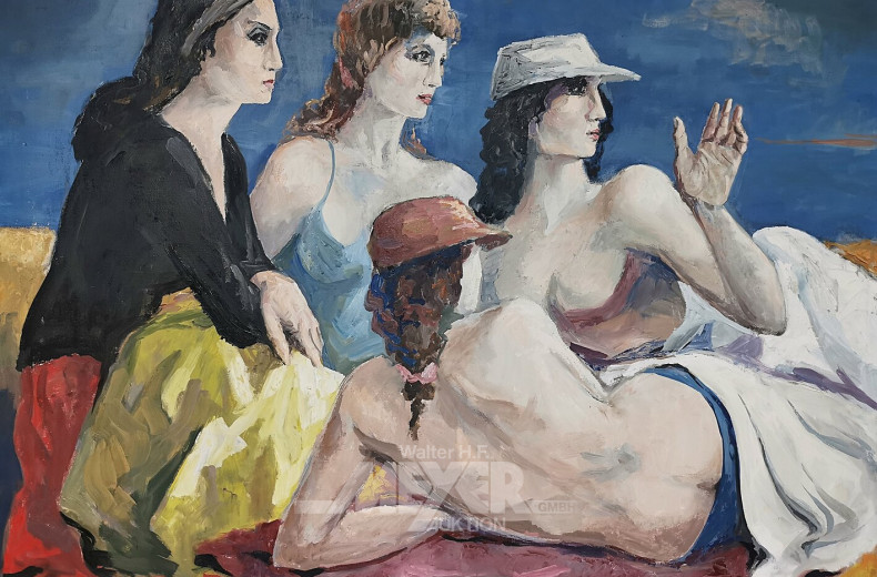 Gemälde 'Vier Frauen am Strand'