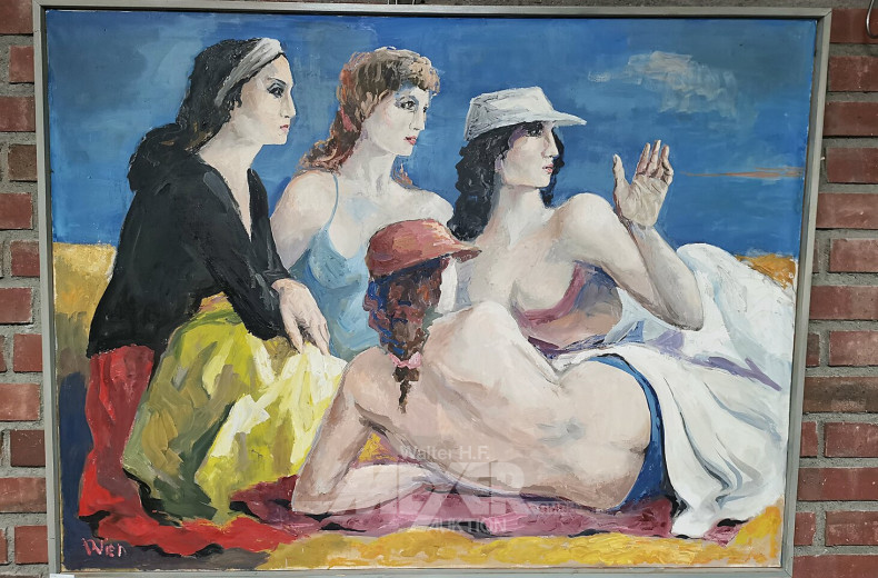 Gemälde 'Vier Frauen am Strand'