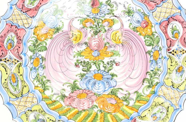 große, farbenfrohe Porz.-Servierplatte