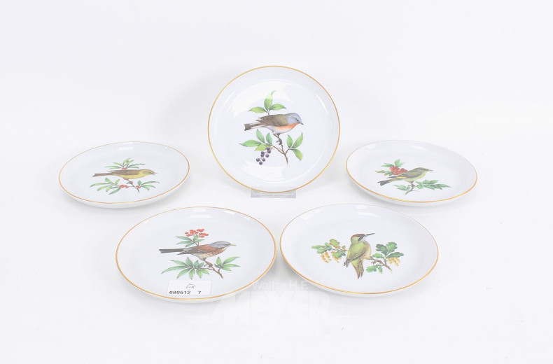 5 Wandteller MEISSEN, Vogelmotive