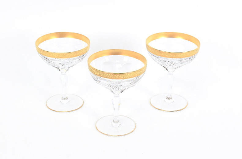 3 Champagnerschalen mit Goldrand
