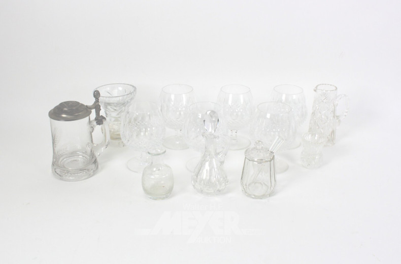 Posten Kristall, best. aus Gläser, Karaffen und mehr