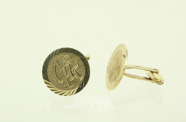 Paar Manschettenknöpfe mit Monogramm 'MR'