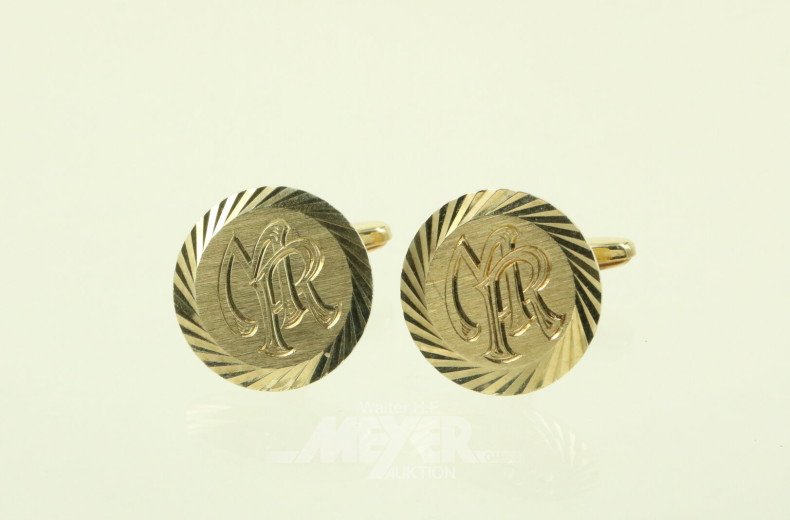Paar Manschettenknöpfe mit Monogramm 'MR'