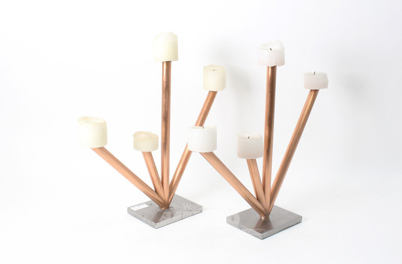 Paar 4-flammige Kerzenleuchter aus Kupfer