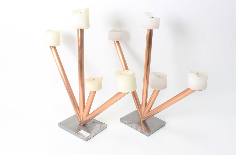 Paar 4-flammige Kerzenleuchter aus Kupfer