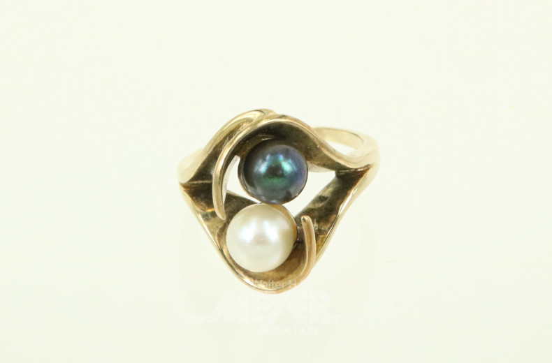 Damenring mit 2 Perlen