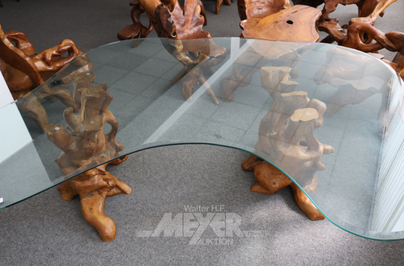 Schreibtisch mit 2 Baumwurzelfüßen