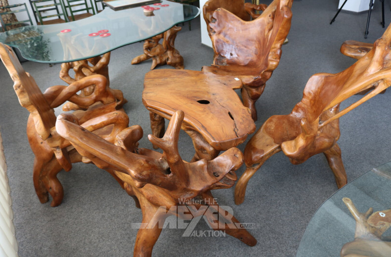 Tischgruppe, vermutl. indonesisch, best. aus: