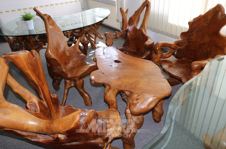 Tischgruppe, vermutl. indonesisch, best. aus: