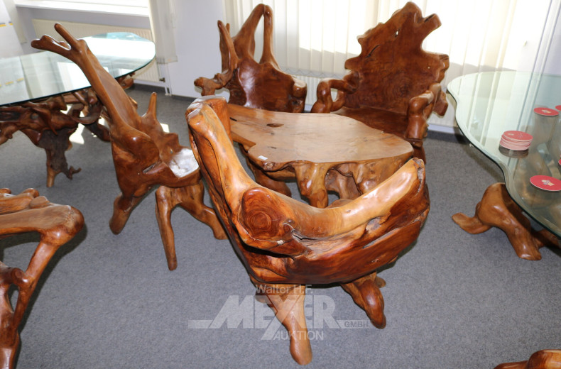 Tischgruppe, vermutl. indonesisch, best. aus: