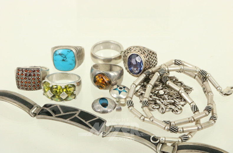 Posten Silberschmuck, u.a. Ketten, Ringe etc.