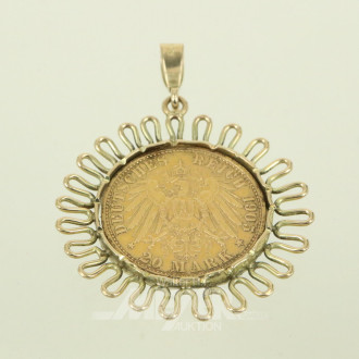 Münzanhänger, Preußen 20 Mark Wilhelm II. 1905 A