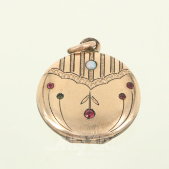 Medaillon-Anhänger um 1920, vergoldet