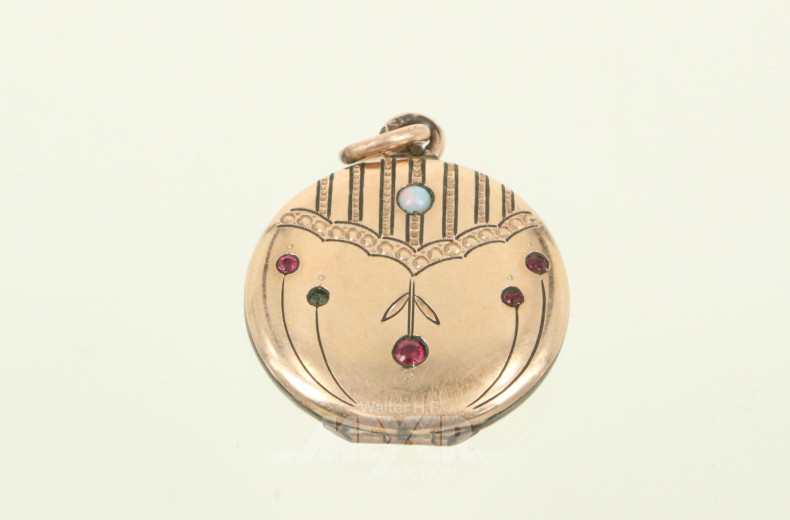 Medaillon-Anhänger um 1920, vergoldet