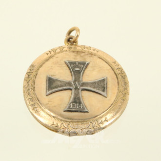 Kettenanhänger mit Eisernem Kreuz 1914, vergoldet