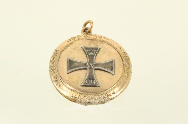 Kettenanhänger mit Eisernem Kreuz 1914, vergoldet