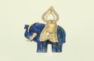 Anhänger 'Elefant' aus Lapislazuli, Details aus 585 GG mit kl. Brillanten