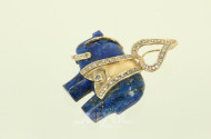 Anhänger 'Elefant' aus Lapislazuli, Details aus 585 GG mit kl. Brillanten