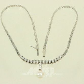 WEMPE Collier mit Perle und 18 Brillanten (Si-TW) von ges. ca. 1.88ct