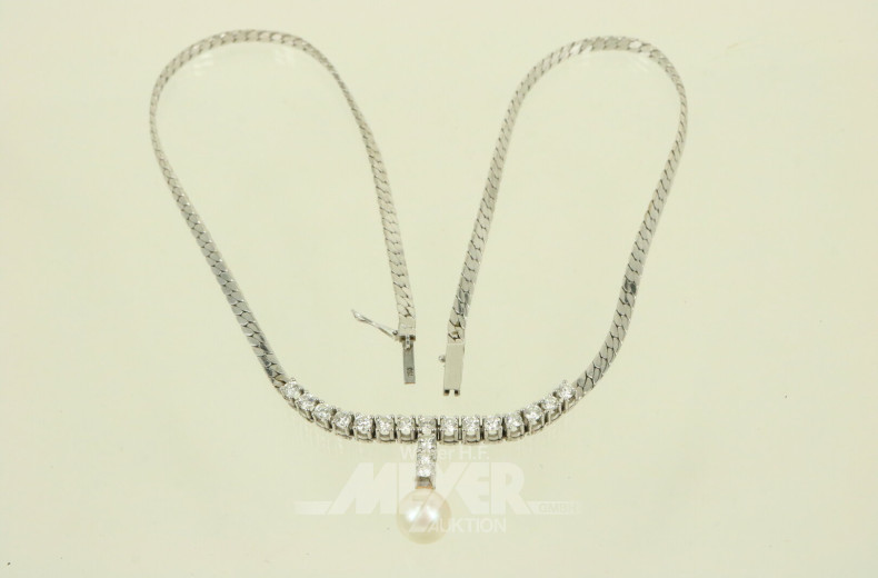 WEMPE Collier mit Perle und 18 Brillanten (Si-TW) von ges. ca. 1.88ct